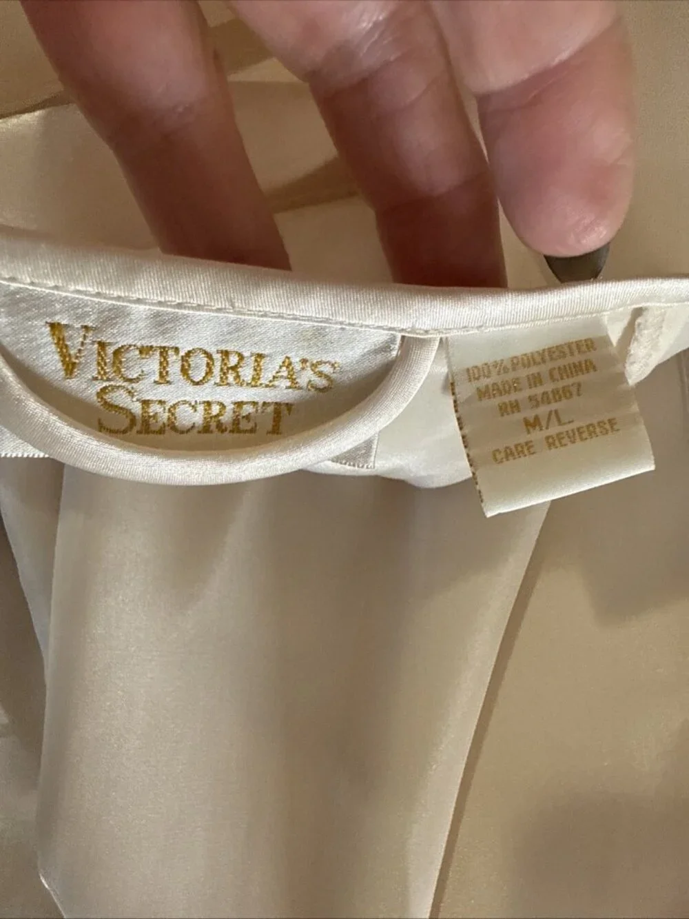 Vintage Victoria's Secret Cream Ivory Color Full Length Satin Wrap Robe  M/L